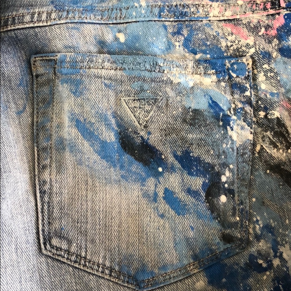 Unique Hand painted guess boyfriend jeans size 27 - Picture 5 of 10
